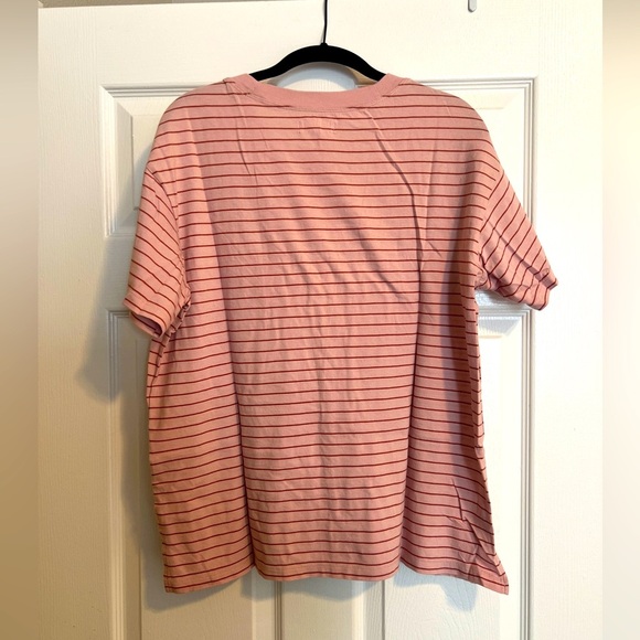 *NWT* Madewell Pink Softfade Cotton Striped Pocket Short Sleeve T-Shirt - Size M - Picture 2 of 5